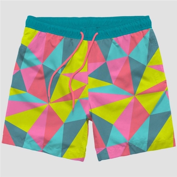 Men's Floral Print Swim Shorts - Turquoise Blue L new - Picture 1 of 5